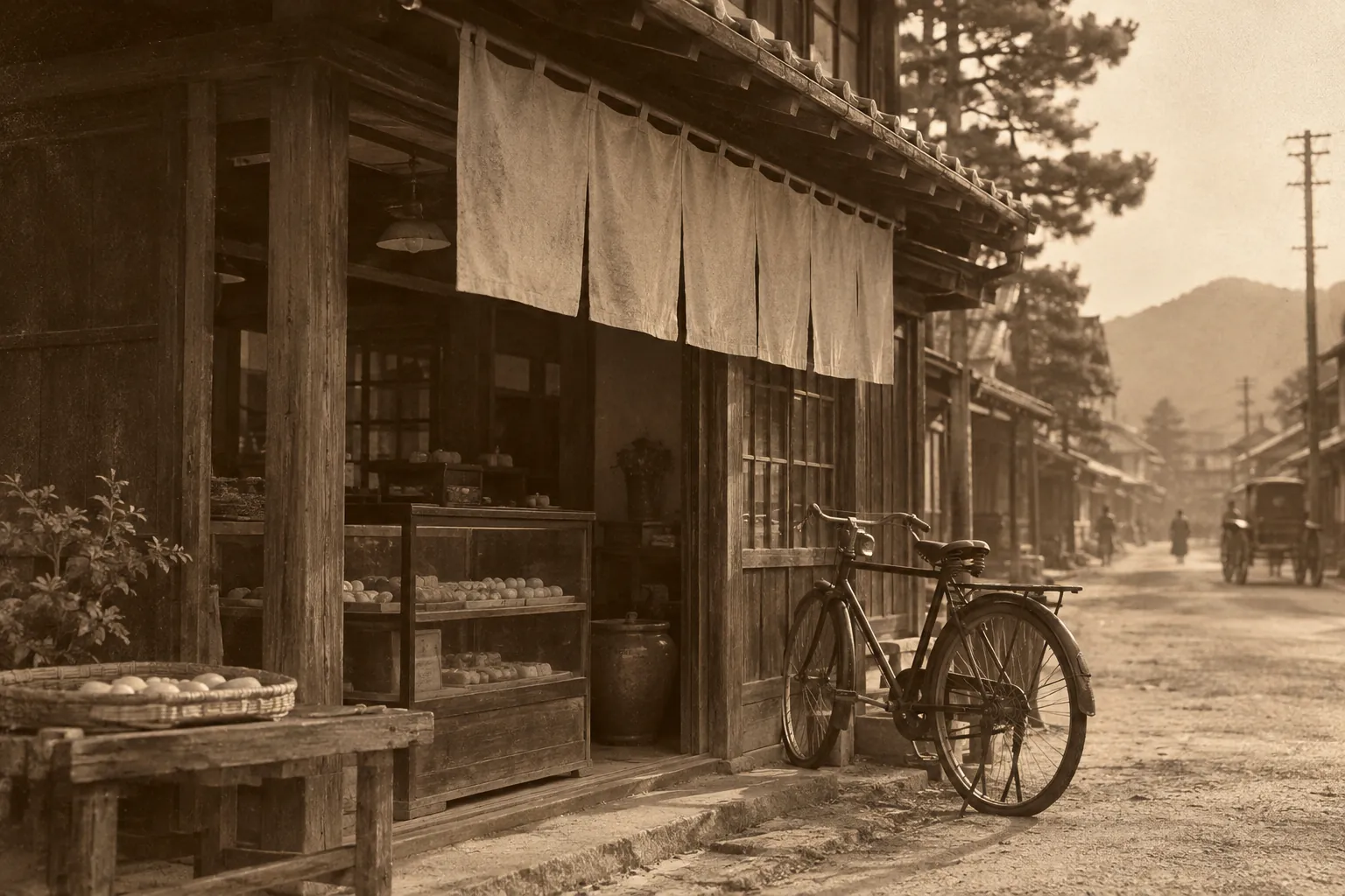 昭和初期の鈴音堂の店先（イメージ）